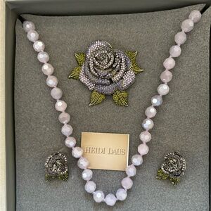 Heidi Daus | Necklace-Pin-Earrings | Green & Lavender |Beauty and the Best | O/S